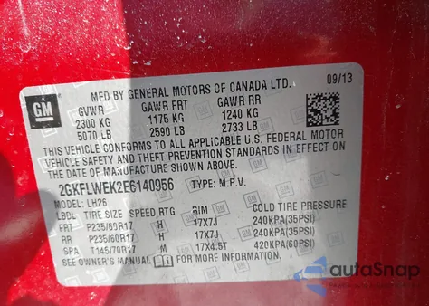 2014 GMC Terrain Sle-2 z USA, uszkodzony, nr VIN 2GKFLWEK2E6140956